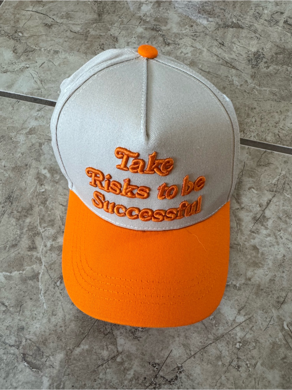 White and Orange Motivational Baseball Cap